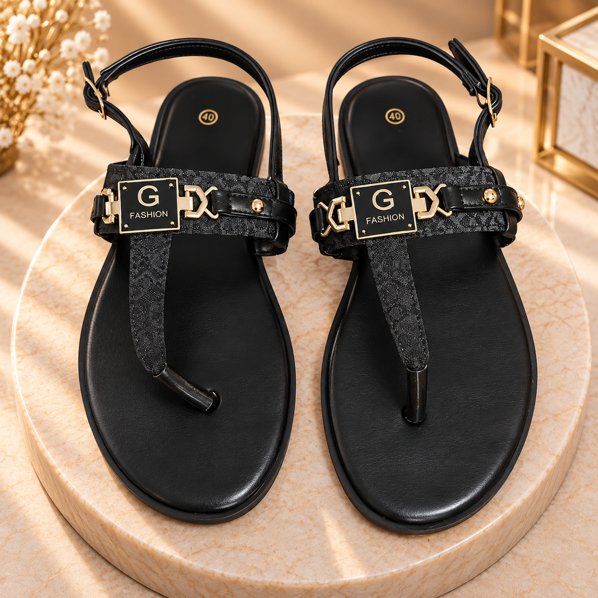 Gold Buckle Sandals