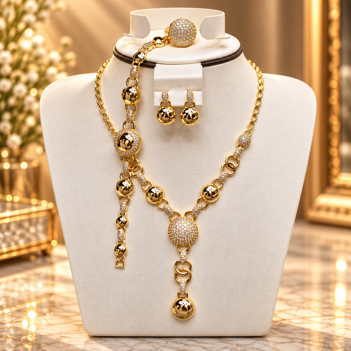 Gold Ball Jewelry Set