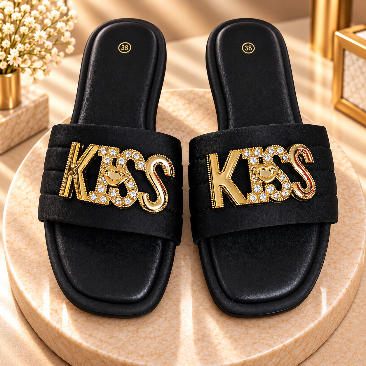 Rhinestone Kiss Slide Sandals